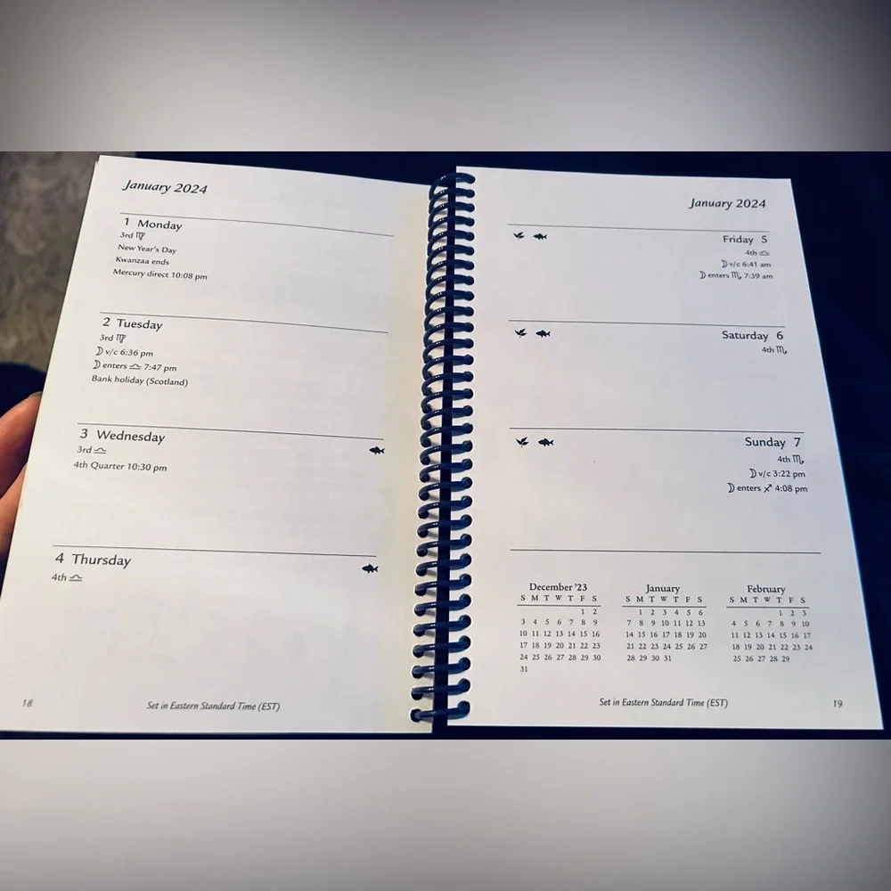 Unused 2024 moon sign calendar datebook, planner. Really neat!